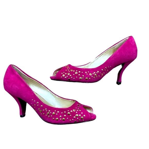 Twiggy of London pink vintage heels leather size 8 1/2 medium - Picture 4 of 11